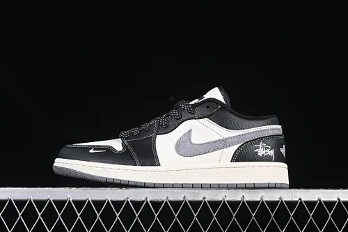 All categories Air Jordan Jordan series basketball shoes Air Jordan 1 Low High-end customized low-top sneakers Air Jordan 1 Low AJ1 Joe 1 Stussy joint black and gray hook High-end customized low-top retro basketball shoes XX3318-511